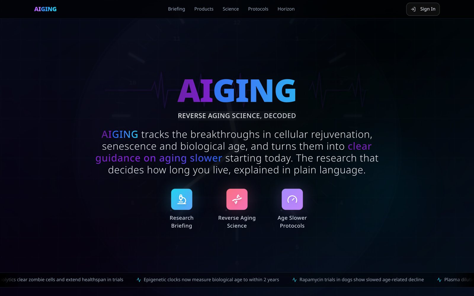 Aiging platform interface